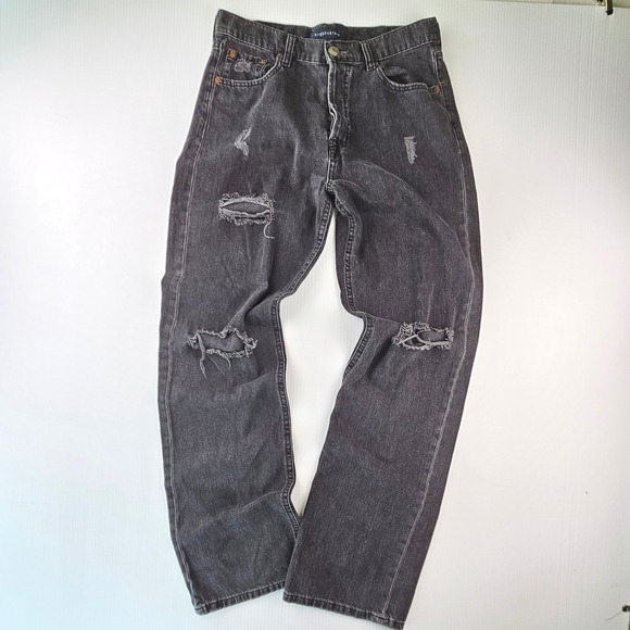 Aeropostale Denim - Aeropostale 90s Baggy Distressed Jeans Washed Black Grunge Skater Streetwear 8